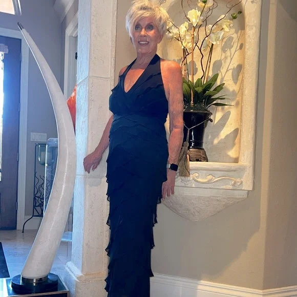 Tadashi Shoji | Dresses | Tadashi Shoji Collection Black Ruffle Halter Dress  | Poshmark